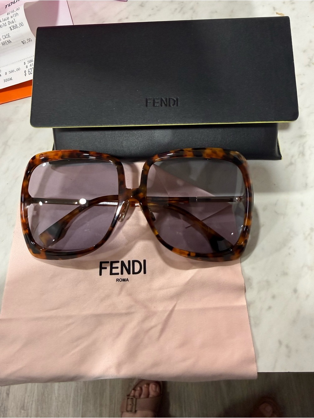Fendi Oversized Tortoiseshell Sunglasses with Gradient Lenses